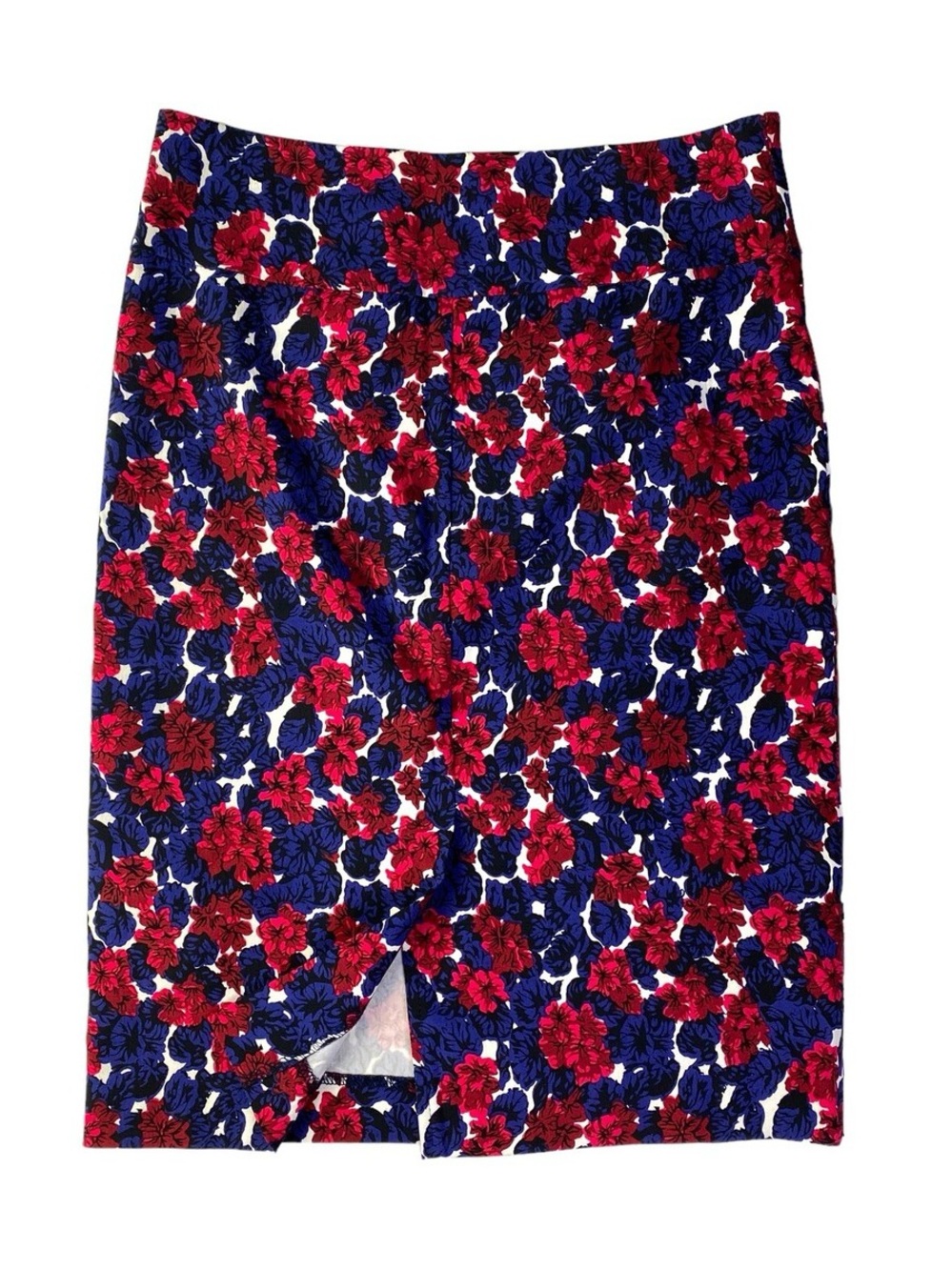 Margaret M Red & Blue Floral boho cottagecore business Pencil Skirt Large